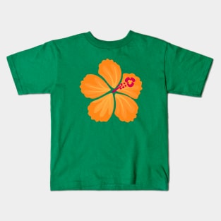 Orange Hand Drawn Hibiscus Flower Kids T-Shirt